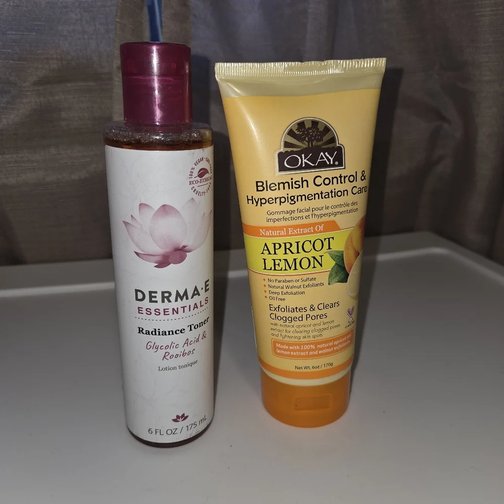 Derma E Radiance Toner and Okay Apricot Lemon blemish control New full size set